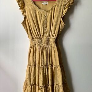 Blu Pepper Mustard Ruffle Sleeve Dress